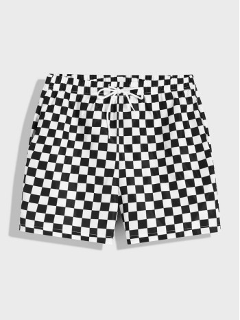 Men Slant Pocket Checked Shorts