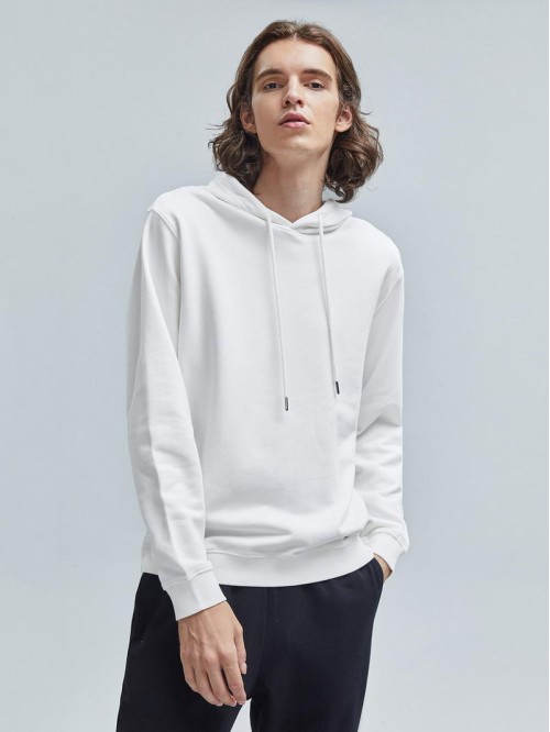 Men Solid Drawstring Hoodie