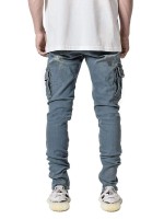 Men Flap Pocket Side Zipper Fly Jeans