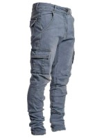 Men Flap Pocket Side Zipper Fly Jeans