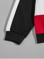 Men Colorblock Drawstring Hoodie & Sweatpants