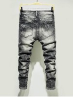 Men Washed Pocket Detail Skinny Jeans