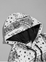 Men Drawstring Detail Paisley Print Hoodie