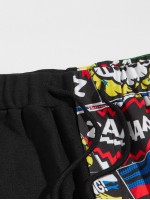 Men Drawstring Waist Pop Art Print Sweatpants