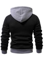 Men Color-block Kangaroo Pocket Drawstring Hoodie