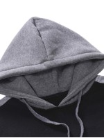 Men Color-block Kangaroo Pocket Drawstring Hoodie