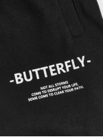 Men Butterfly & Slogan Drawstring Joggers