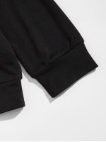 Men Patched Detail Colorblock Drawstring Hoodie & Joggers Set