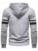 Men Varsity Striped Drawstring Hoodie