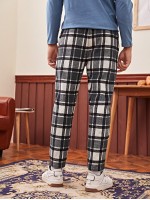 Men Slant Pocket Tartan Pants