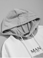 Men Letter Graphic Colorblock Hoodie & Sweatpants Set