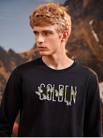 Men Butterfly And Letter Graphic Sweatshirt