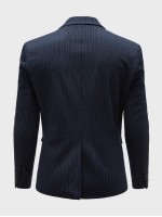 Men Vertical Striped Single Button Blazer & Tailored Pants