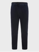 Men Vertical Striped Single Button Blazer & Tailored Pants