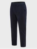 Men Vertical Striped Single Button Blazer & Tailored Pants