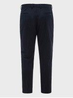 Men Vertical Striped Single Button Blazer & Tailored Pants