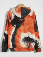 Men Tie Dye Kangaroo Pocket Hoodie