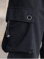 Men Flap Pocket Drawstring Waist Cargo Pants