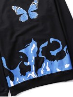 Men Butterfly And Fire Print Sweatshirt