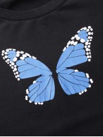 Men Butterfly And Fire Print Sweatshirt