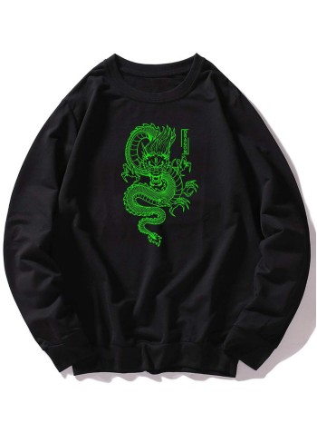 Men Chinese Dragon Print Sweatshirt