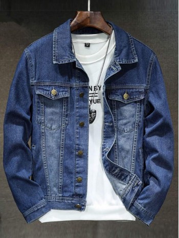 Men Button Through Denim Trucker Jacket