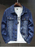 Men Button Through Denim Trucker Jacket