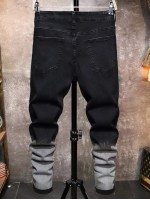 Men Two Tone Ripped Jeans