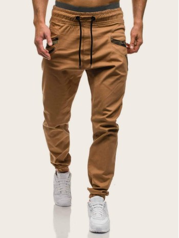 Men Camo Panel Drawstring Waist Pants