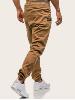 Men Camo Panel Drawstring Waist Pants