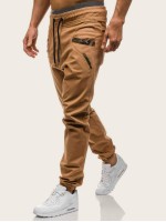 Men Camo Panel Drawstring Waist Pants