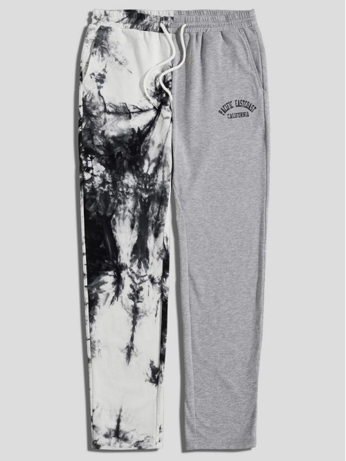 Men Tie Dye Letter Graphic Drawstring Sweatpants