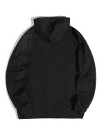 Men Car & Letter Graphic Kangaroo Pocket Drawstring Hoodie