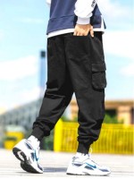 Men Solid Flap Pocket Cargo Pants