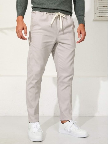 Men Patched Slant Pocket Drawstring Pants