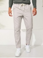 Men Patched Slant Pocket Drawstring Pants