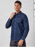 Men Flap Pocket Denim Shirt