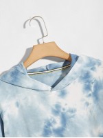 Men Tie Dye Kangaroo Pocket Hoodie