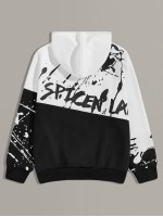 Men Two Tone Letter Graphic Hoodie