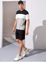 Men Colorblock Top & Shorts Set