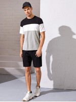 Men Colorblock Top & Shorts Set