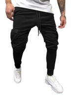 Men Zipper Pocket Drawstring Waist Sweatpants