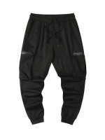 Men Zipper Pocket Drawstring Waist Sweatpants