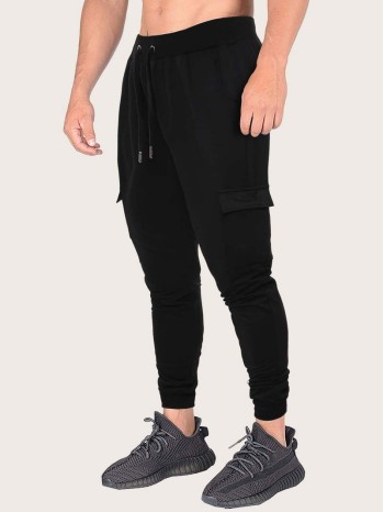 Men Flap Pockets Drawstring Street Sweatpants