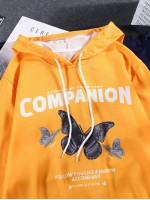 Men Butterfly And Slogan Graphic Hoodie