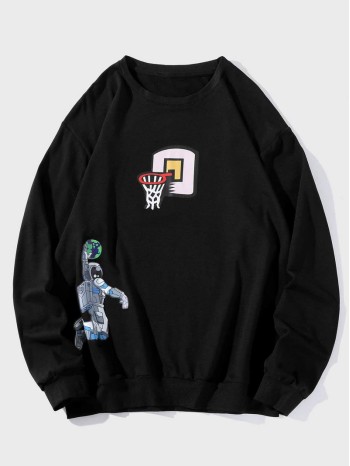 Men Astronaut & Cartoon Graphic Sweatshirt