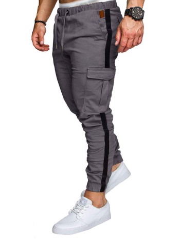 Men Contrast Panel Drawstring Cargo Pants