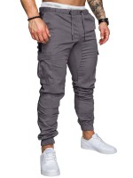 Men Contrast Panel Drawstring Cargo Pants