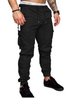 Men Contrast Panel Drawstring Cargo Pants