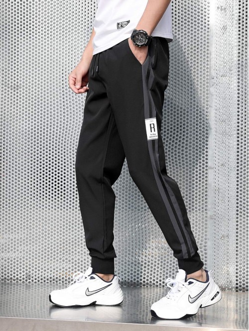 Men Side Stripe Drawstring Sweatpants